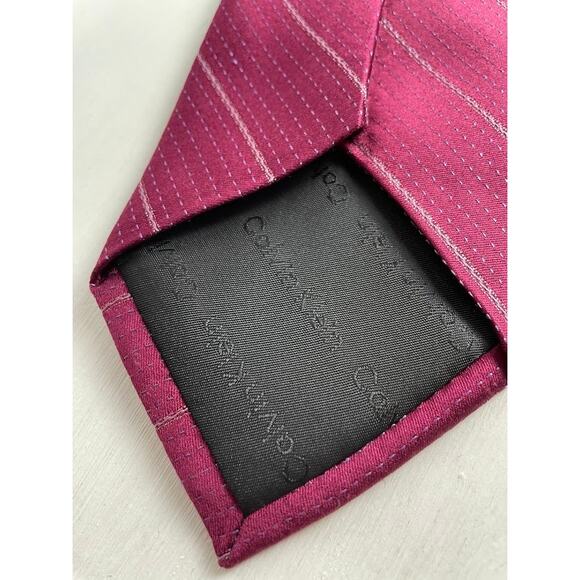 Calvin Klein Mens Neck Tie Burgundy Striped Silk Suit Tie For Men Formal - Picture 6 of 8